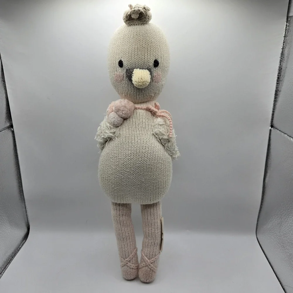 Cuddle +‎ Kind Plush Harlow the Swan Stuffed Animal Knit Doll Toy Handmade
